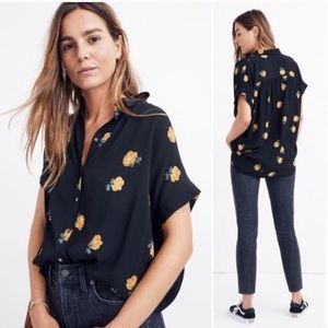Madewell floral drapey popover shirt